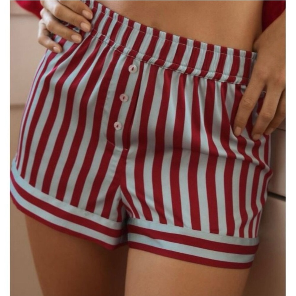 Anthropologie Striped Red Pajama Women's Shorts